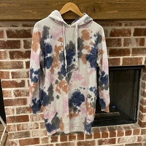 Pink Tie-Dye Hooded Sweater tunic/dress